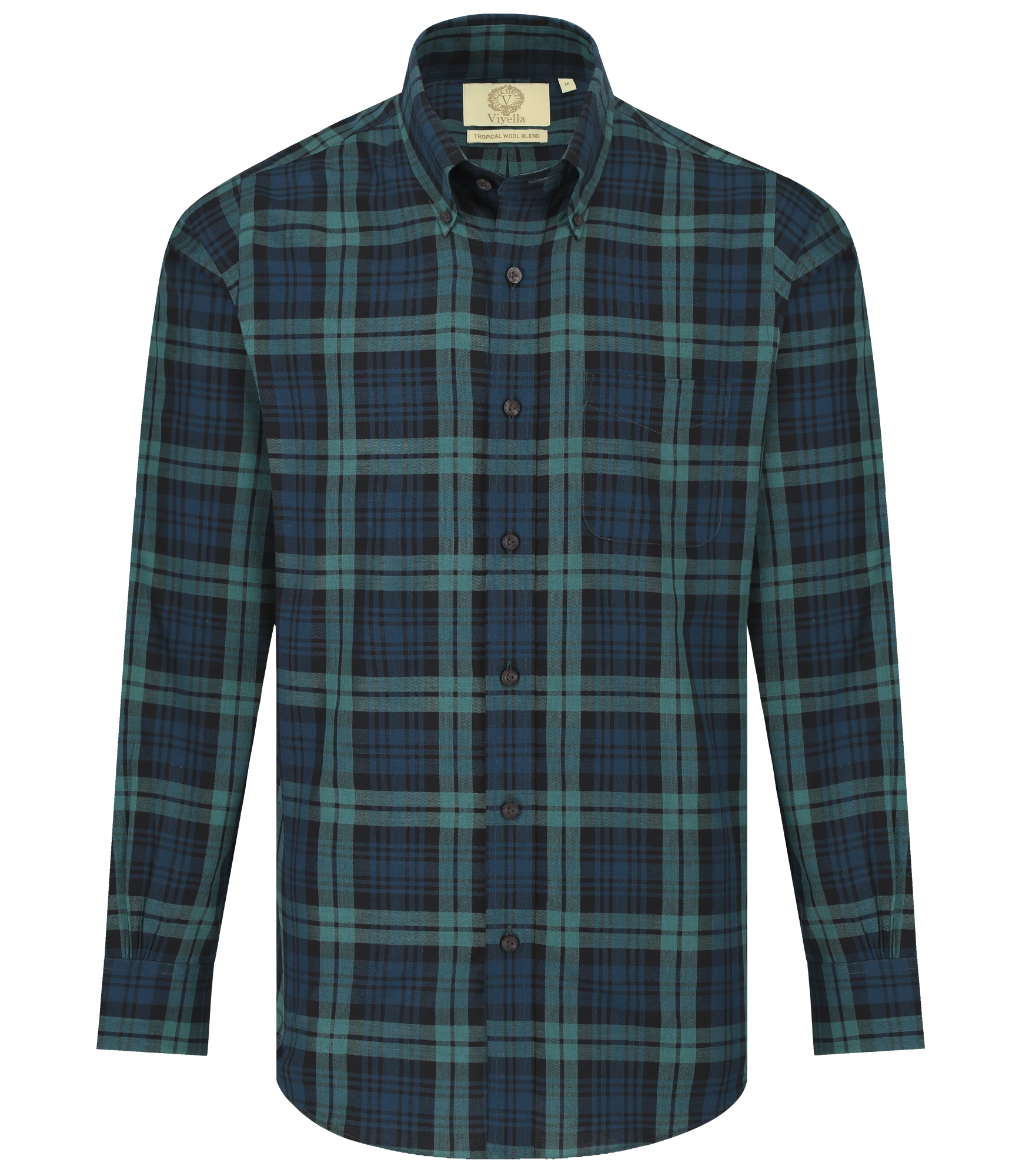 Viyella Tropical Cotton Wool Blend Blackwatch Tartan Shirt