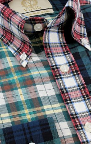 Viyella Tropical Cotton Wool Blend Multi Tartan Patchwork Shirt