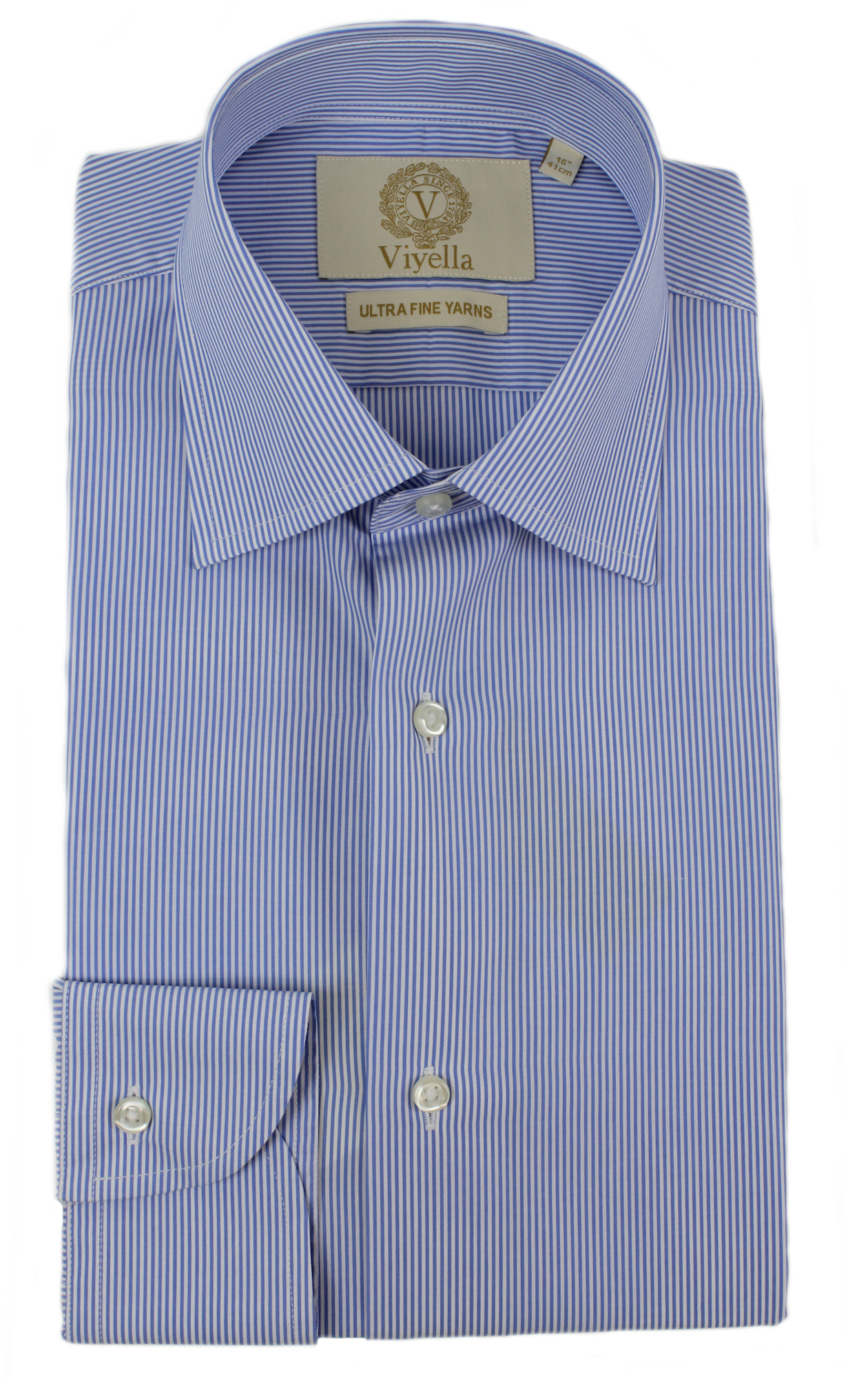 Viyella Blue Bengal Stripe Fit Cotton Formal Shirt - Image 2