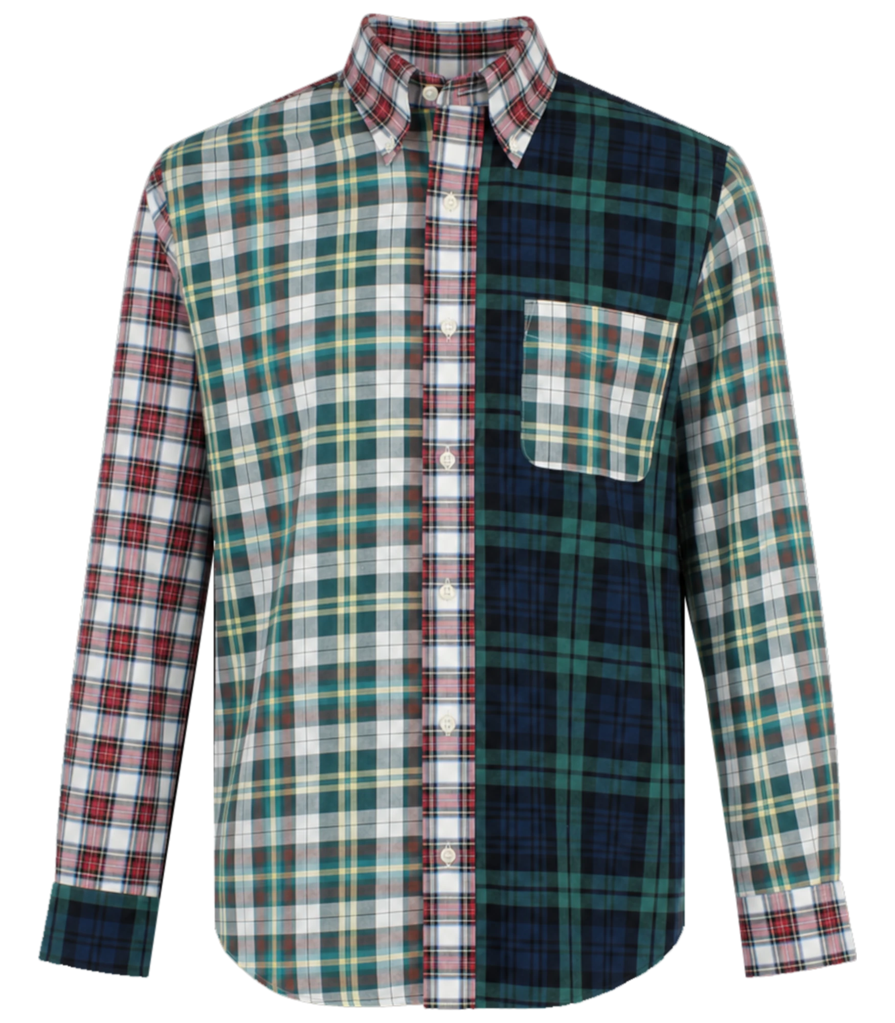 Viyella Tropical Cotton Wool Blend Multi Tartan Patchwork Shirt