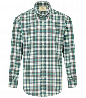 Viyella Tropical Cotton Wool Blend Dartmouth Green Plaid Shirt