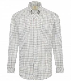 Viyella Tropical Cotton Wool Blend Plum Mini Tattersall Shirt