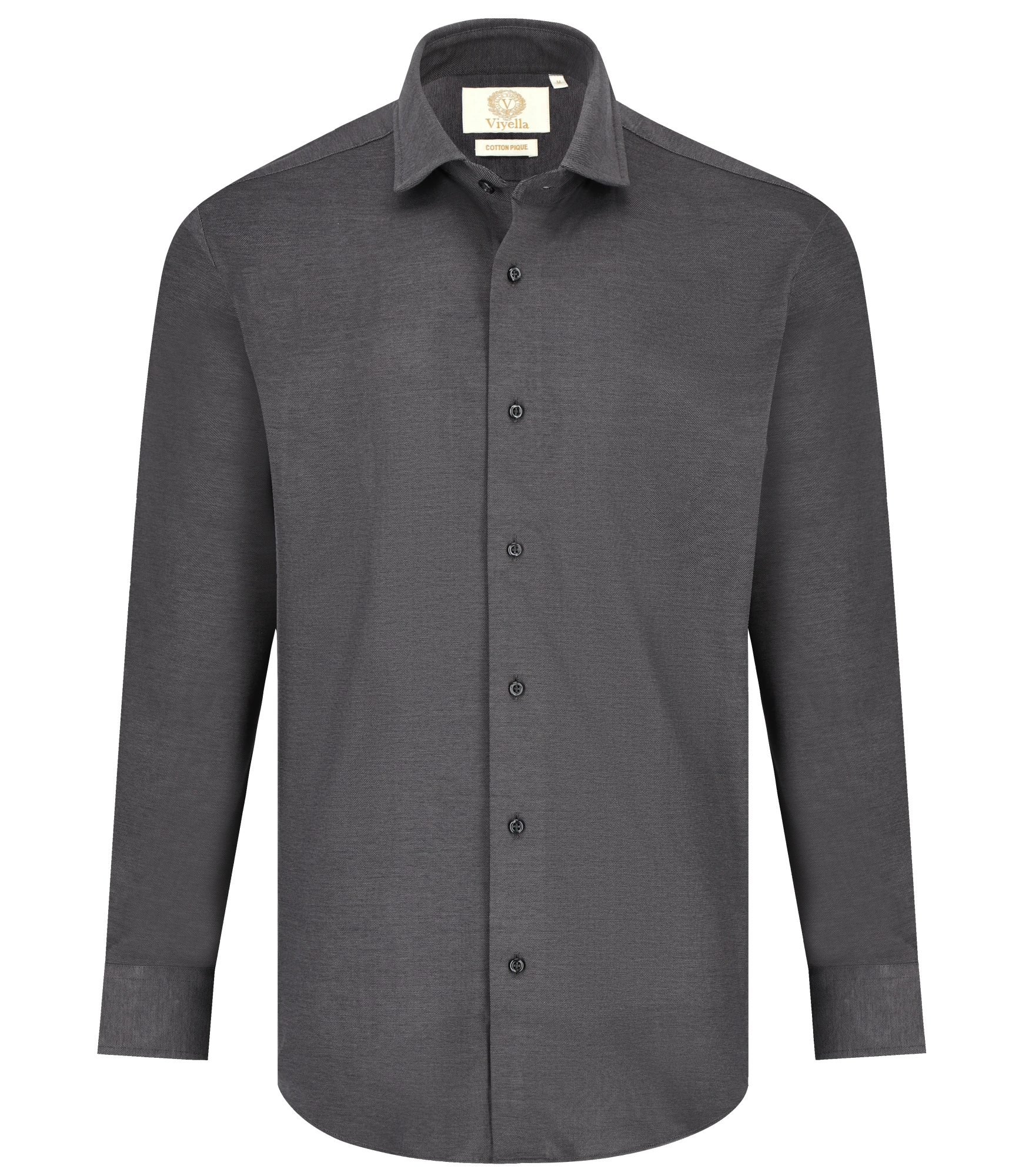 Viyella Knitted Pique Charcoal Shirt