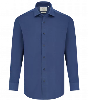 Viyella Knitted Pique Navy Shirt