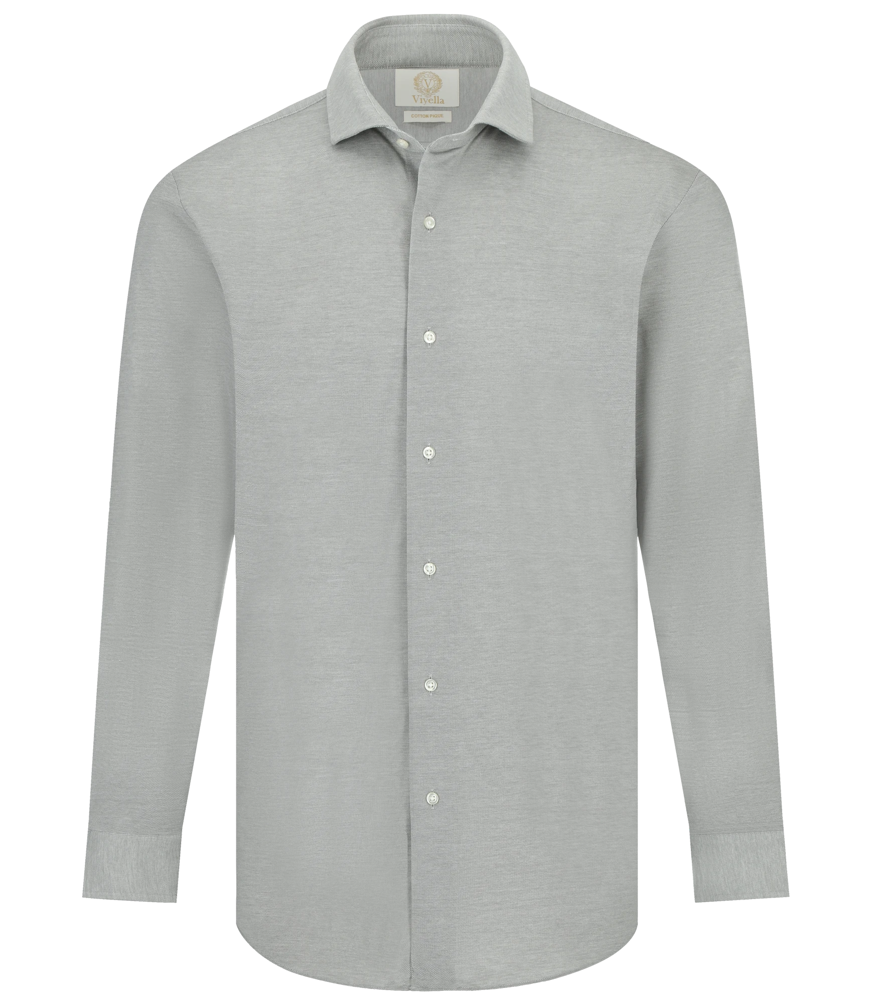 Viyella Knitted Pique Light Grey Shirt