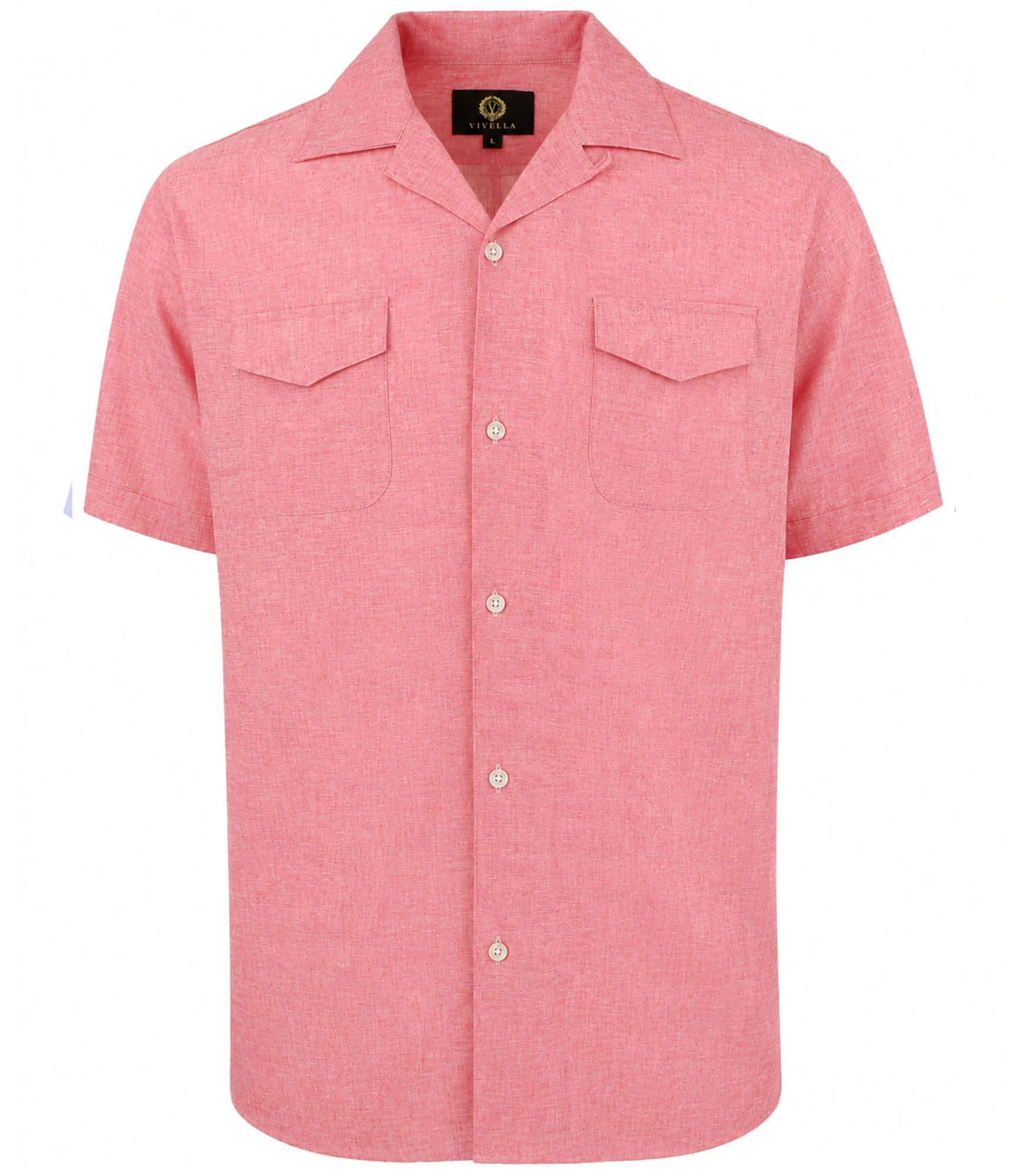 Viyella Plain Raspberry Linen Classic Fit Short Sleeve Shirt